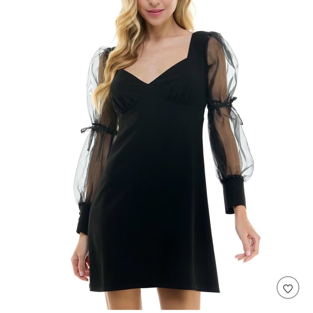 Chic Black Dress with Sheer Sleeves